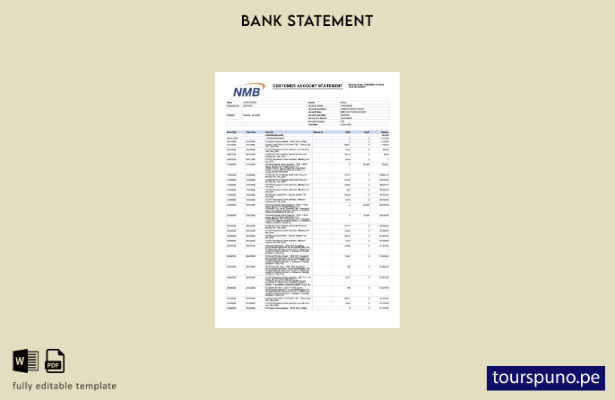 Plantilla de Word   extracto de cuenta bancaria de la NMB de Tanzania listo para